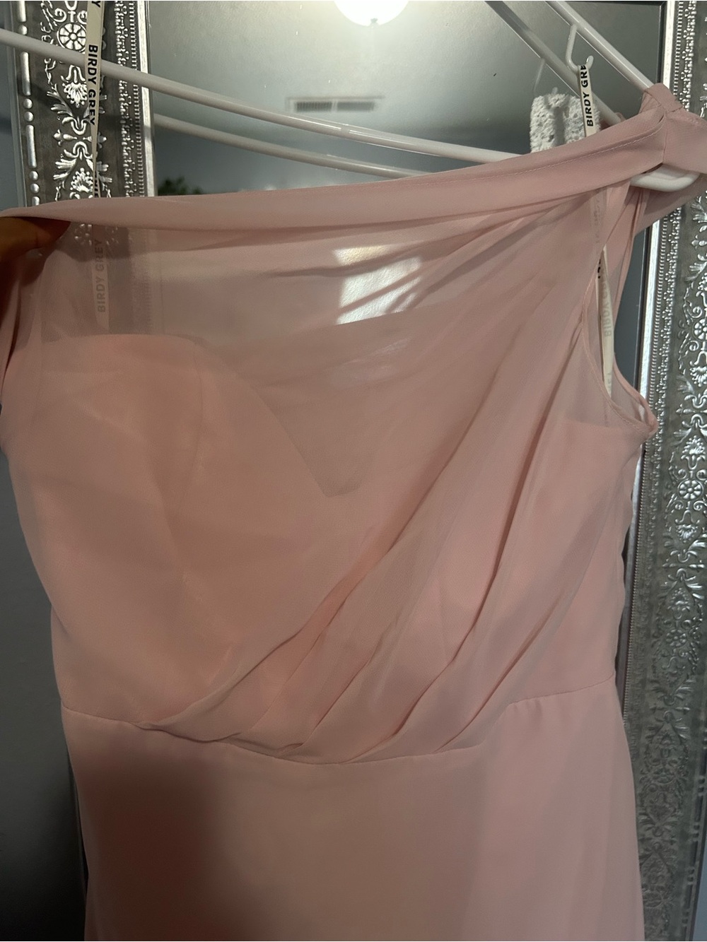 Birdy Grey One-Shoulder Blush Pink Gown - Picture 3 of 4